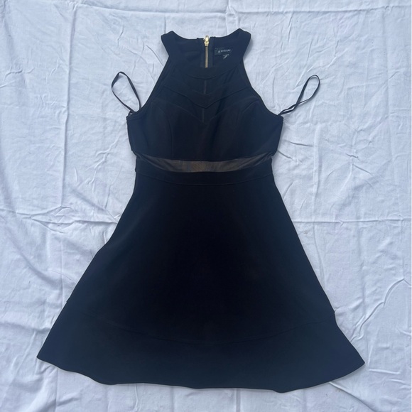 Black mesh a-line mini dress - Picture 2 of 5
